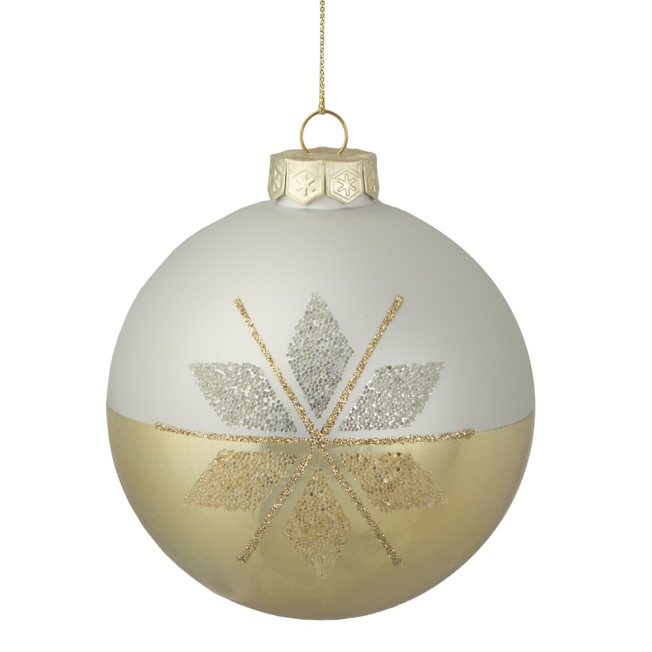 Northlight Glittered Snowflake Glass Christmas Ball Ornament - 4" - Gold